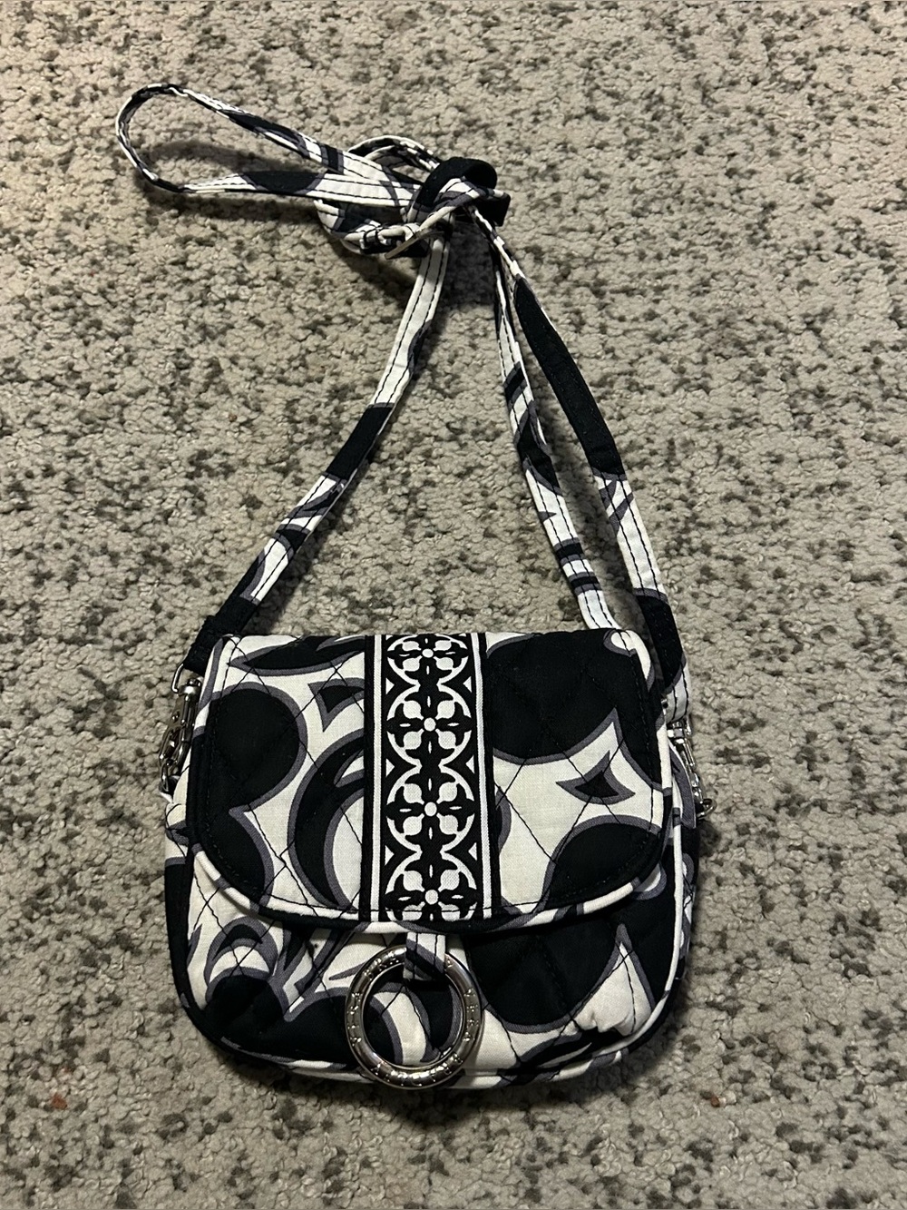 Vera Bradley Black & White Geometric Print Mini Crossbody Bag